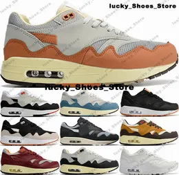 Trainers Mens AirMax1 Patta Waves Shoes Running Size 12 Sneakers Air One Us12 1 Designer Casual Us 12 Red 87 Women Eur 46 Black Max Chaussures Rush Maroon Orange
