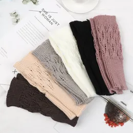 Five Fingers Gloves Women's Autumn And Winter Warm Half-length Knitted Fingerless Half-finger Hollow Soft Arm Sleeve