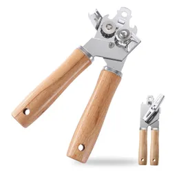 Rostfria burkaröppnare med trähandtag Professionell Ergonomisk manual Can Opener Side Cut Jar Opener Kitchen Tool LX5542