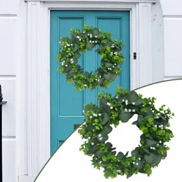 Fiori decorativi Ghirlanda porta pendente Nessuna irrigazione Plastica non appassita 42 cm Eucalipto artificiale Ghirlanda primaverile Decorazioni per la casa