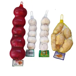 Bolsas de almacenamiento 100 unids Nylon Bolsa de malla de jengibre Denso Colgante suave para verduras Maíz Ajo Cebolla Patata Organizador Whole199D