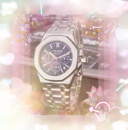Высококачественные элегантные мужские часы с резиновым ремешком из нержавеющей стали, высококачественный хронограф, часы с датой и днем, кварцевые часы для отдыха, бег, секунды, секундомер, наручные часы