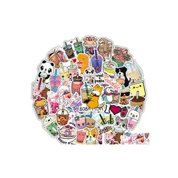 Autocollants De Voiture 50Pcs Mignon Dessin Animé Perle Lait Thé Pack Pour Fille Boba Bubble Teas Sticker Autocollant À Bricolage Papeterie Lage Valise Ordinateur Portable G Dhesd