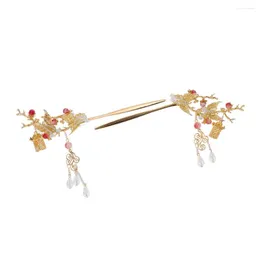 Halskette Ohrringe Set Packung mit 2 Stück Quaste Haarspangen im chinesischen Stil Schmetterling goldene Pins traditionelle klassische Kopfbedeckung für die Braut