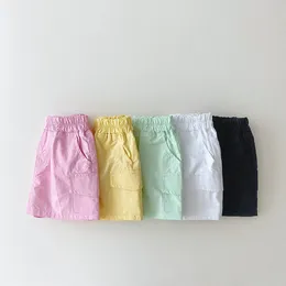 Shorts Summer Kids Boys Solidny kolor Baby dziewczyna bawełniana lniana chleb krótkie spodnie moda Born Bloomers 6 miesięcy 4 lata 230412