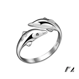Konst och hantverk kristall söt delfinring mode 925 sterling sier pläterade ringar för kvinnor fest smycken droppleverans hem trädgård dhalj