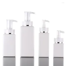 Garrafas de armazenamento Branco PET Square Lotion Pump Shampoo Hand Sanitizer Garrafa 100ml 200ml 300ml Cosmético Sub-embalagem Plástico SN982