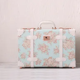 Suitcases Grasp Dream Vintage Floral Travel Bag Luggage sets 13" inch Women Retro Trolley Suitcase On Universal Wheels 230412