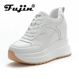 Abendschuhe Fujin 10 cm Plattform Wedge Sneakers Chunky Echtes Leder für Damen Sommer Frühling Herbst Walking Fashion 230412