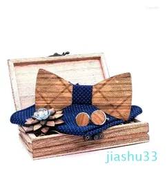 Gravata borboleta para homens, lenço de madeira, abotoaduras, broche, caixa, conjunto manual masculino, toalha de bolso de madeira, corsagebow