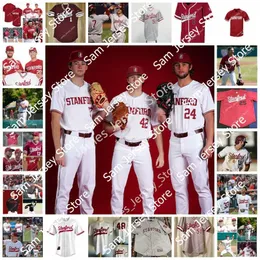 NCAA Custom Stanford Cardinal Baseball Jersey 33 Brett Barrera 4 Saborn Campbell 7 Brock Jones 15 Grant Burton 22 Eddie Park 29 Cole Hinkleman 42 Joe Lomuscio Jerseys