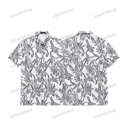 xinxinbuy Maglietta da uomo firmata 23ss Paris lettera Motivo floreale Stampa ramo manica corta in cotone donna bianco M-2XL