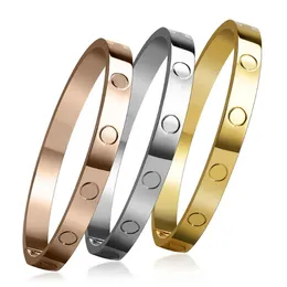 6mm titanium steel cuff bracelets gold silver and rose woman man luxury bracelet bangles couple jewelry lover gift 15-21cm