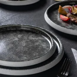 Plates Original Ice Cracked Glaze Ceramic Grey Plate Japanese Round Dish Factory Export Tableware
