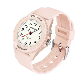 Armbandsur mode casual kvinnor rosa kiseldioxid gelband damer titta vattentät kvarts lysande skärm klockor zegarki dammskie