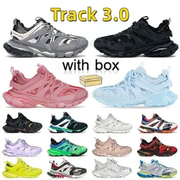 2023 Tech Track 3 3.0 Casual Shoes Designer Herren Frauenplattform Sneaker Luxe Vintage Tracks Runners Tess.S.Gomma Leder hellblau rosa graue Wandertrainer mit Kiste