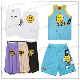 Men's Tracksuits Balloon Smiling Face Mesh Basketball Loose Embroidered Tank Top Shorts Women's Sports Set T230412