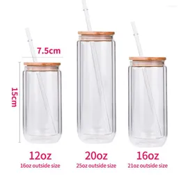 Wine Glasses INS European American Customized Logo Sublimation Creative DIY Coke Cup Snow Globe Double Wall Beer Glass Can With Straws