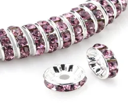 Tsunshine 100pcs Rondelle Spacer Crystal Charms Beads verzilverde Tsjechische strass losse kraal voor sieraden maken DIY armbanden7005146
