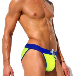Męskie stroje kąpielowe seksowne stringi o niskiej talii pływackie nylonowe męskie kostium kąpielowy wysoki widelc push up. Letni męski sport