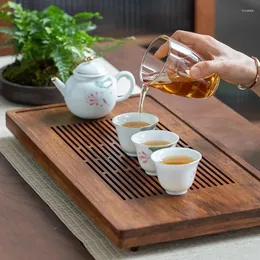 Tea Trays Solid Chinese Wooden Tray Decor Decoration Serving Decorative Drain Ceremony Set Plateau Bois Gift