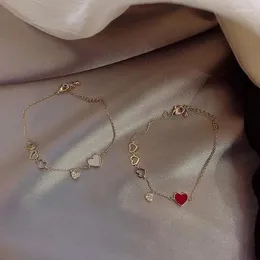 Braccialetti di collegamento Ragazza stile coreano Ciondolo con diamanti a forma di cuore Cioè braccialetto per le donne Moda semplice Luce Gioielli di lusso Regalo di compleanno 1 pezzo