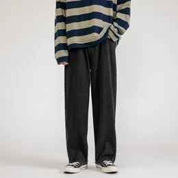 Herr jeans män jeans sydkorea street hip hop lose ben byxor mode ljus blå denim byxor svart grå unisex casual byxor 230412