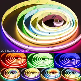 Cob Led Strip Pixel Adderable RGBIC Full Dream Color DC 12V 24V гибкий 630LEDS/M Smart Lead Lab Lip для комнаты Decor03