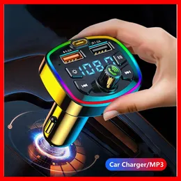 4.8A Bil Charger Fast Charging U Disk Mp3 Player Bluetooth 5.0 FM Sändare Handsfree Audio Receiver Dual USB PD Charger Car-Charge Car-Charger Car Charging Quick