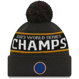 Baseball Beanies 2023 World Series Champions Locker Room Knit Hat Graphite Pom Beanie Hat Teams Teams Knits Hats Mix ومطابقة جميع القبعات