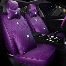 Fashion Purple Car Seat Cover för Audi A3 A4 B6 B8 A6 A5 Q7 Vattentäta skydd Cover Universal Auto Cushion Auto Parts Full Set -Leatherette