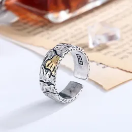 Anéis de cluster moda simples pedra montanha textura aberta para homens mulheres usam todos os dias jóias amigo presente festa anillos mujer