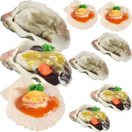 Decoração de festa 6 pcs simulados ostras comida brinquedo modelo falso cozinha fingir modelos aprendendo frutos do mar pvc simulação adereços