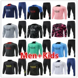 22 23 Chandal Tuta PSGS Herren-Fußball-Trainingsanzüge Trainingsanzug Jersey-Jacken-Kit 2022 2023 PSGs Messis Mbappe Herren- und Kinder-Fußball-Trainingsanzug, Jogging-Survêtement-Fuß