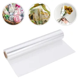 Gift Wrap 1 Roll 80x3000cm Vattentät transparent cellofan per korgförpackningsfilm Bukett för DIY -hantverk Flower A30 230411