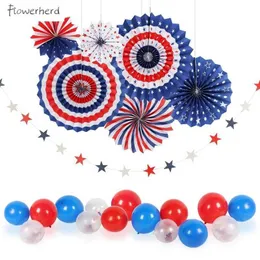 Novelty Items American Independence Day Party Decoration American Flag Paper Fan Red Blue White Star Paper String Spiral Garland Event Decor Z0411