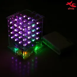 Freeshipping NEW 3D 4X4X4 RGB cubeeds Full Color LED Light display Electronic DIY Kit 3d4*4*4 for Audrio Rdpeb