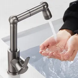 Bathroom Sink Faucets Mixer Rotation Gray Cold And Water Tap Single Handle Deck Mounted