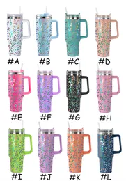 Wholesale! 40OZ Holographic Print Leopard Travel Tumblers With Lids and Straws Stainless Steel Double Wall Insulated Cups B0023