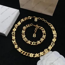 Projektant biżuterii B logo wisior logo grube łańcuch złota platowana bransoletka paund naszyjnik w stylu błyszczącego luksusowe luksusowe naszyjniki damskie nowe zaprojektowane