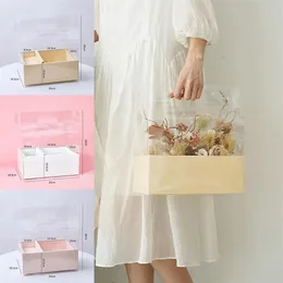 Подарочная упаковка, хрустальная коробка, ПВХ, портативная прозрачная цветочная упаковка, сумка с цветочным принтом, красивый сюрприз для свадебной церемонии Cake254Y