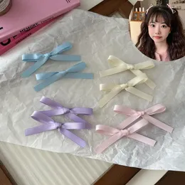 헤어 액세서리 2pcs jk 여자를위한 새틴 활 클립 kawii barrettes 귀여운 액세서리 아이 블랙 흰색 리본 여자 헤어 핀 헤어 그립