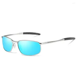Lunettes de soleil polarisées HD de luxe pour hommes, monture en métal argenté, lunettes de pilote de conduite, nuances noires, Gafas De Sol, 2023