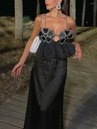 Kobiety dla kobiet s y2k camisoles 3D kwiat spaghetti pasek bez pleców plon cami tank tankowy wychodzenie na imprezowym klubie koszula streetwear