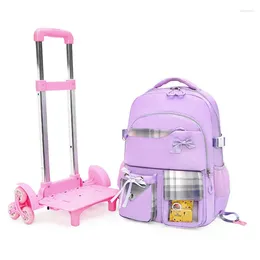 حقائب المدارس Xzan backpack مع عجلات Schoolbag Schoolbag قابلة للفصل Mochila Feminina Trolley for Girls Kids Bagpack