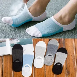 Erkek Çorap Moda Bambu Fiber Kaymaz Silikon Görünmez Tekne Sıkıştırma Erkek Ayak Bileği Çorap Erkek Meias Pamuk