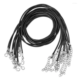 Chains 1/10/50Pcs 48cm Handmade Leather Wax Cord Adjustable Braided Rope Necklaces & Pendant Charms Findings Lobster Clasp String