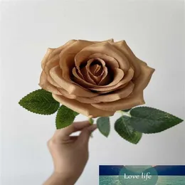 Dekorative Blumen Kränze 10 Stück Toffee Künstliche Rosenblume mit langen Stielen Seide im Ganzen für Hochzeit Home Party Büro D277t