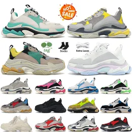 Moda Triple S vecchie scarpe Scarpe casual Chunky Uomo Sneaker Runner Blu Ghiaccio Grigio Trainer Lime Crema Verde militare Pastello Fluo Verde Papà Scarpa Stilista Taglia 36-45