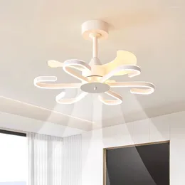 Lámparas de techo Led decorativas para el hogar, lámpara de araña para dormitorio con ventiladores de luz y Control